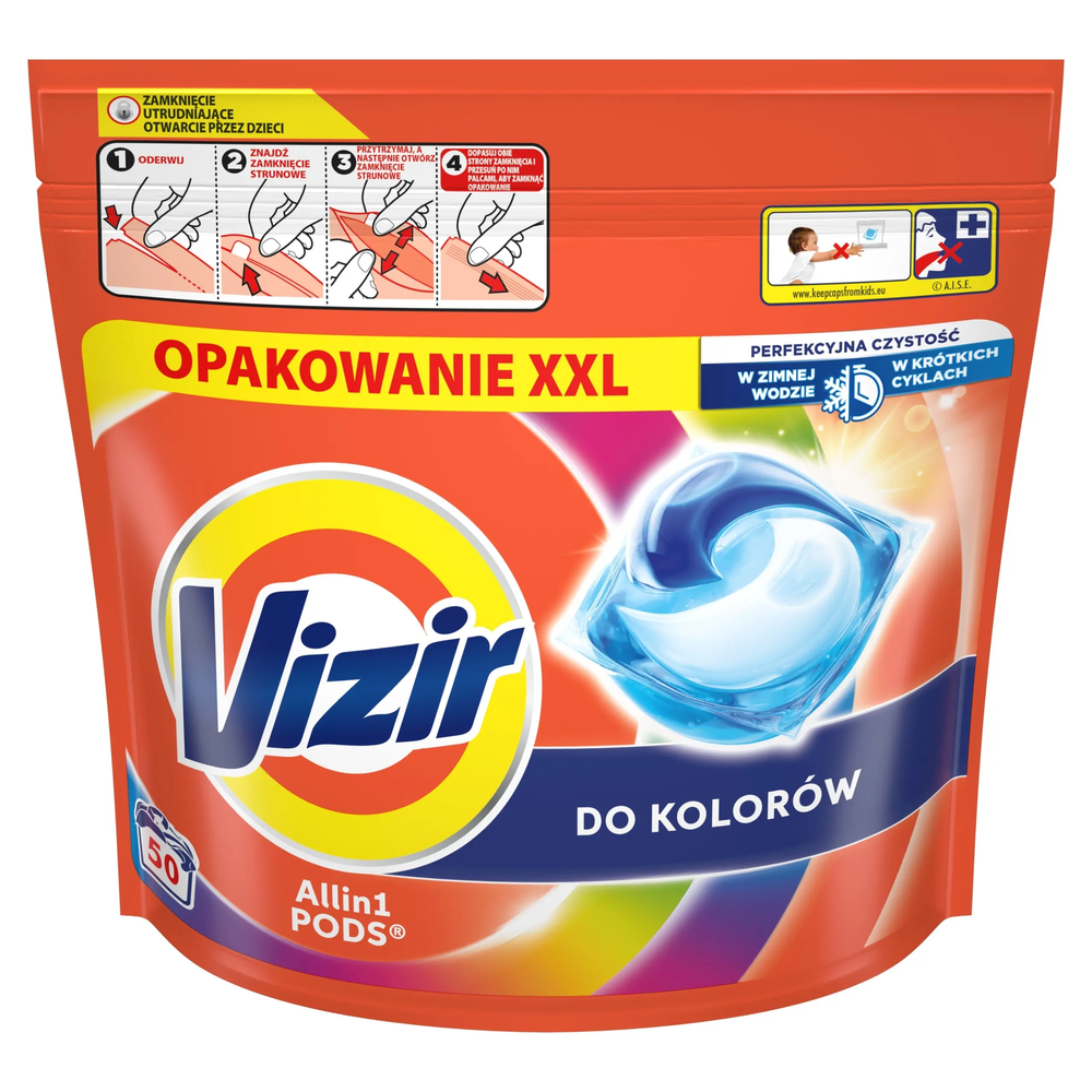 Zdjęcie produktu Kapsułki Do Prania Vizir All in 1 Kolor Moc Usuwania Plam 50szt