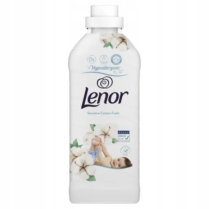 Zdjęcie produktu Płyn do Płukania Tkanin Lenor Sensitive Cotton Fresh HYPOALERGICZNY 32P 810ml Łatwe Prasowanie