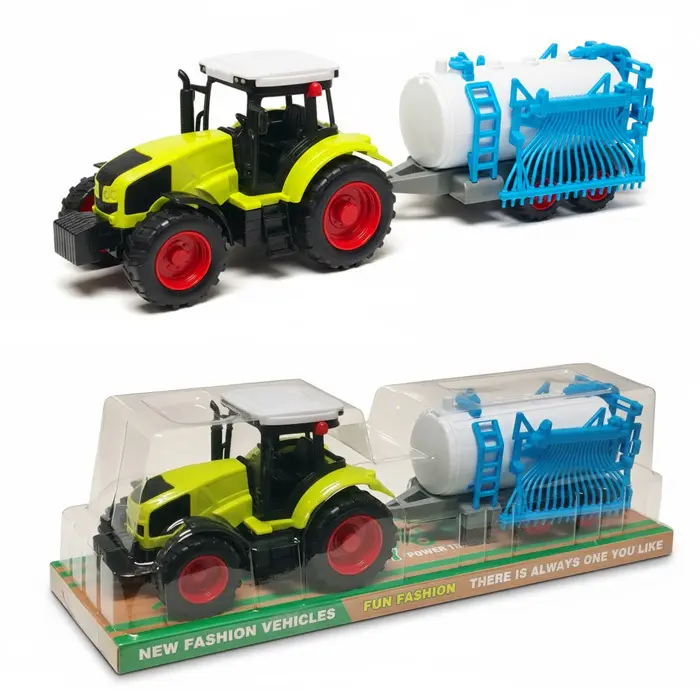 Zdjęcie produktu Traktor Maszyna Rolnicza Zestaw Traktor z Beczką Napęd Pull Back Mały Rolnik 36 cm