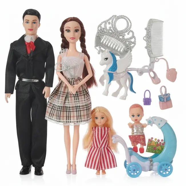 Zdjęcie produktu Zestaw Lalek Rodzina Kareta Pegaz Akcesoria Lovely Style 3+