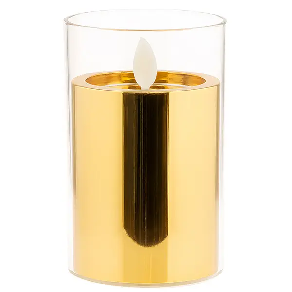 Zdjęcie produktu Świeca LED Dancing Flames Złota Ruchomy Płomień Elegancka 7,5x12,5 cm