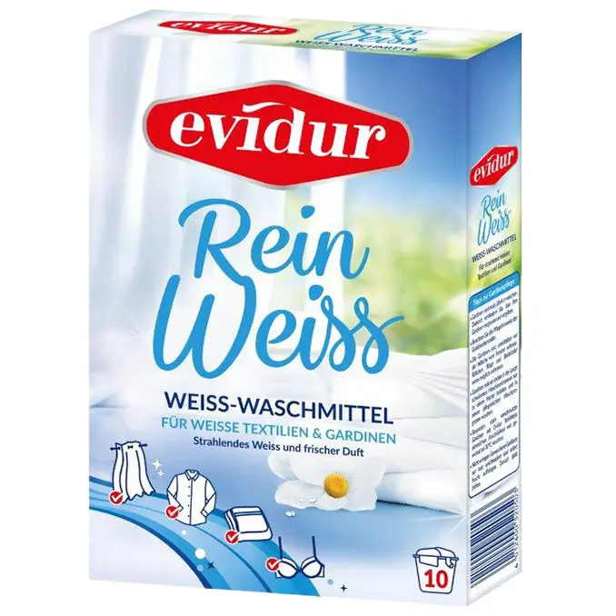 Zdjęcie produktu Proszek Do Firan Evidur Rein Weiss 600g Przywraca Biel Niemiecki