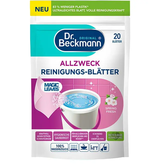 Zdjęcie produktu Listki do Podłóg Dr Beckmann Magic Leaves 20szt Bez Smug Biodegradowalne