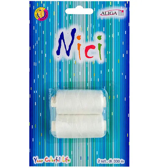 Zdjęcie produktu Nici do Szycia Białe Uniwersalne Mocne Poliester Szpulki Maszyna 2x330m