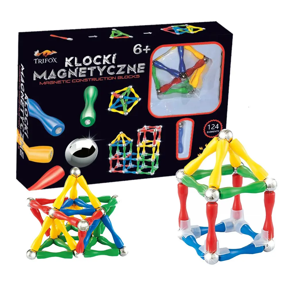 Zdjęcie produktu Klocki magnetyczne konstrukcyjne 82 elementy rurki dla dzieci 3+