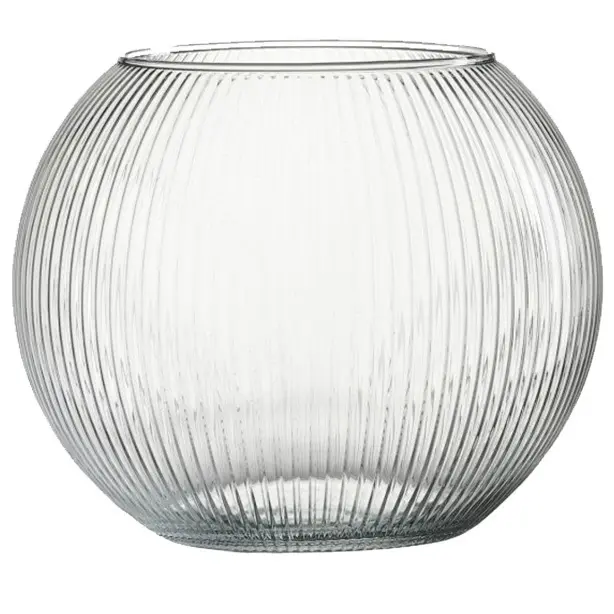 Zdjęcie produktu Elegancki Wazon Kula w Prążki Szklany Dekoracyjny na Kwiaty H15.5cm