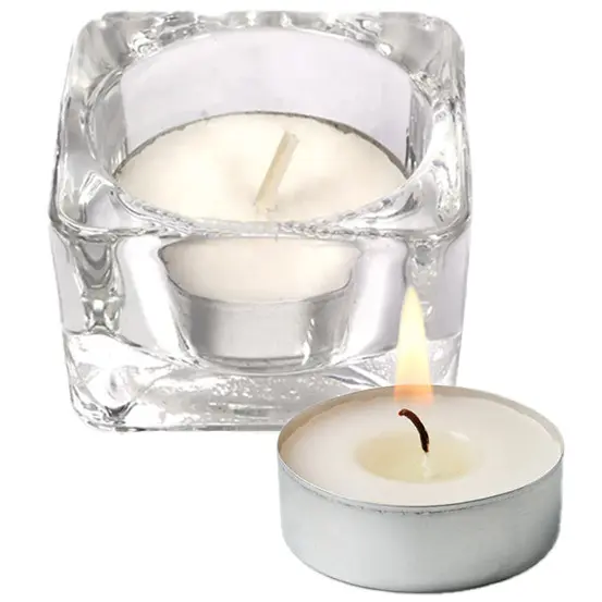 Zdjęcie produktu Zestaw Świeczników Kwadratowych Szklanych Tealight Podgrzewacz Masywny Ozdoba Domu kpl 3 szt.