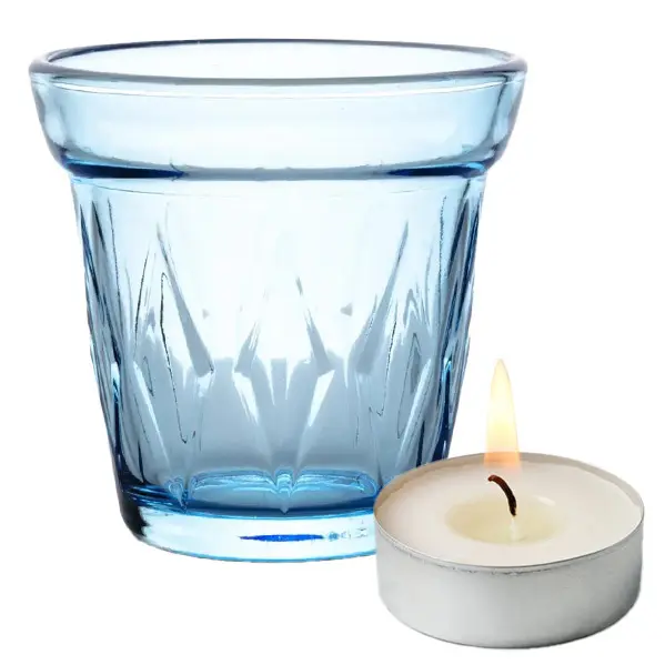 Zdjęcie produktu Zestaw Świeczników Szklanych  8 x 8 cm Kieliszek Tealight Niebieski Dekoracja Lampion Kpl. 4 szt.