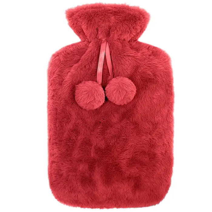Zdjęcie produktu Termofor Pluszowy Gumowy Futerko Czerwony Ogrzewacz Miękki Na Ból 1700 ml