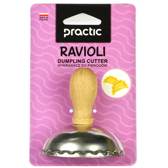 Zdjęcie produktu Pierożnica Metalowa Drewno Wykrawacz Foremka do Pierogów Uszek Ravioli 7 cm