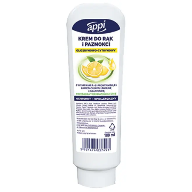 Zdjęcie produktu Krem do rąk paznokci APPI Gliceryna Cytryna Aloes 100ml nawilża