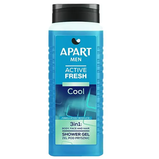Zdjęcie produktu Żel pod prysznic 3w1 APART MEN Active Fresh Cool Mentol Aloes D-Pantenol ciało twarz włosy 500ml