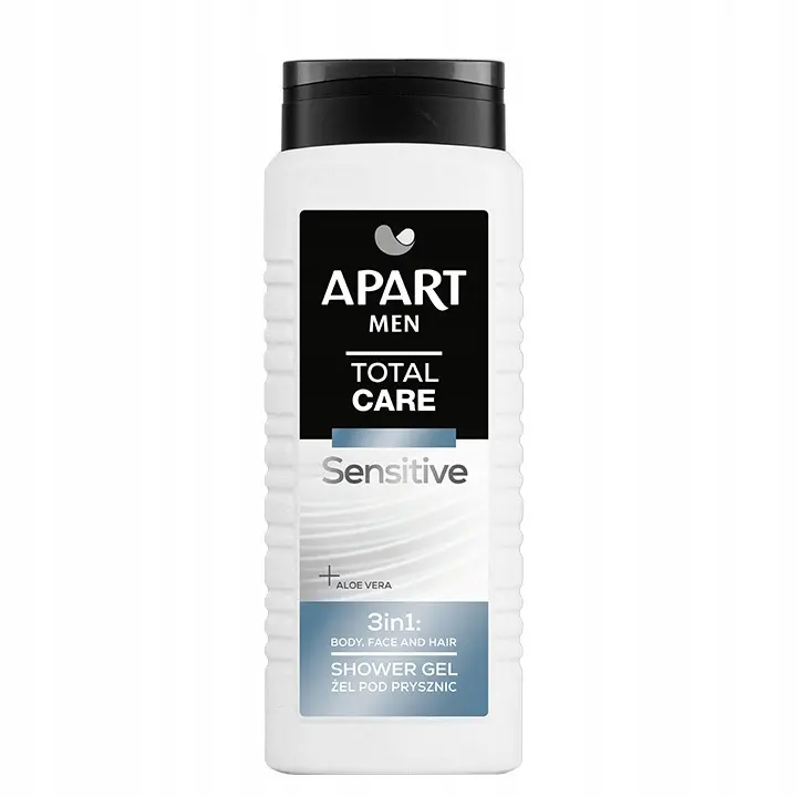 Zdjęcie produktu Żel pod prysznic Męski 3w1 APART MEN Sensitive – Aloes D-Pantenol ciało twarz włosy 500ml 