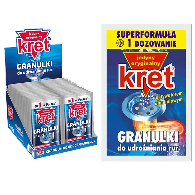 Zdjęcie produktu Granulki do udrożniania rur KRET 30 saszetek udrażniania syfonów 40g