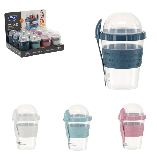 Zdjęcie produktu Pojemnik na jogurt musli Titiz Take'n Go łyżeczka 600ml mix kolor 1szt.