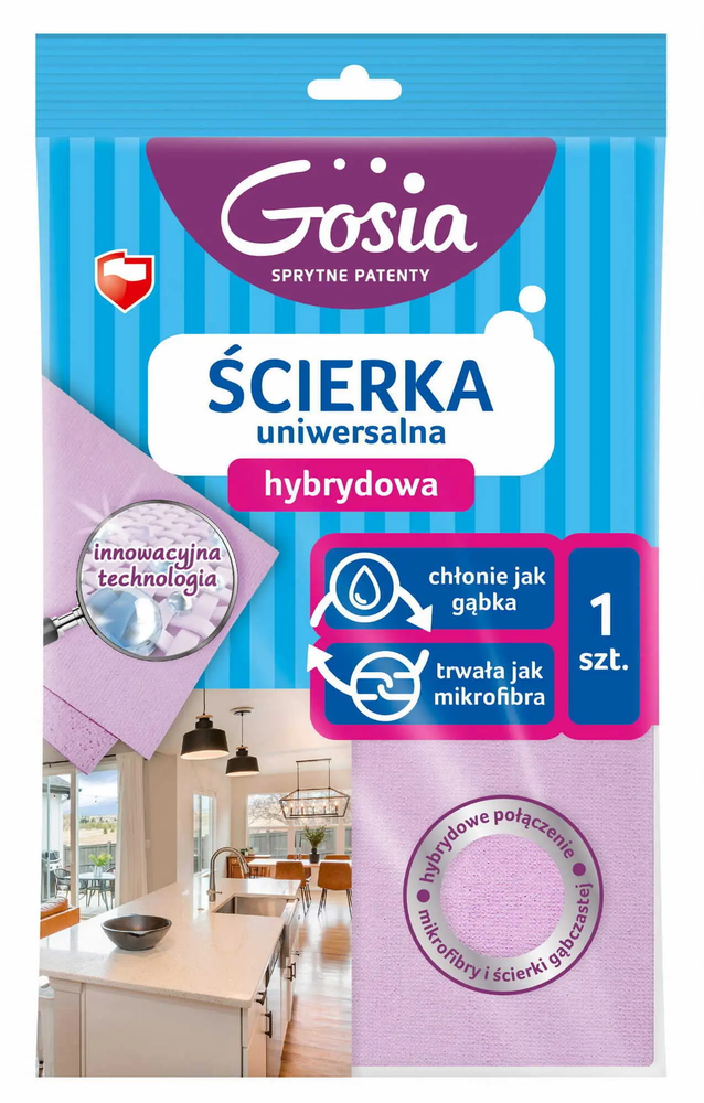 Zdjęcie produktu Ścierka uniwersalna Gosia hybrydowa chłonna jak gąbka mikrofibra 1szt.