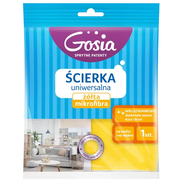 Zdjęcie produktu Ścierka uniwersalna Gosia żółta mikrofibra wielozadaniowa chłonna 1szt.