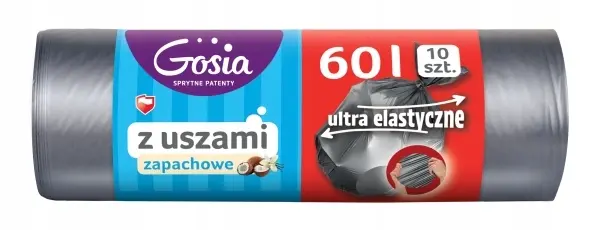 Zdjęcie produktu Worki na śmieci Gosia z uszami zapachowe ultra elastyczne mocne 10szt. 60l