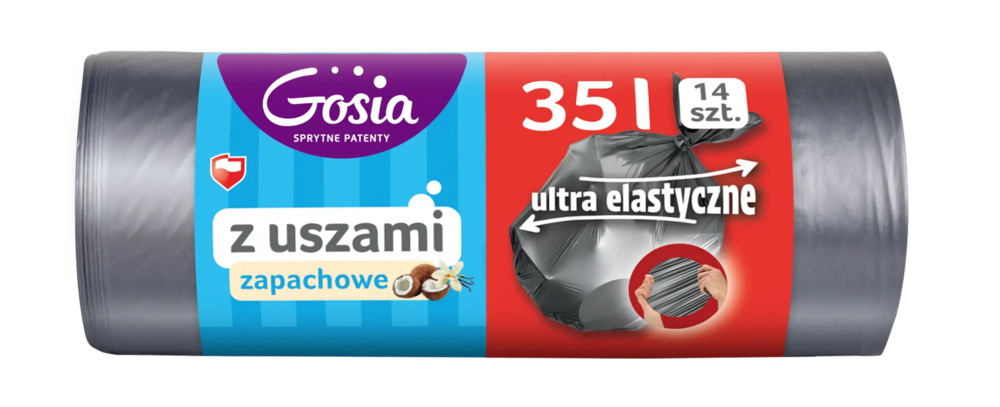 Zdjęcie produktu Worki na śmieci Gosia z uszami zapachowe ultra elastyczne mocne 14szt. 35l