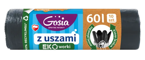 Zdjęcie produktu Worki na śmieci Gosia z uszami mocne LD 10szt. 60l