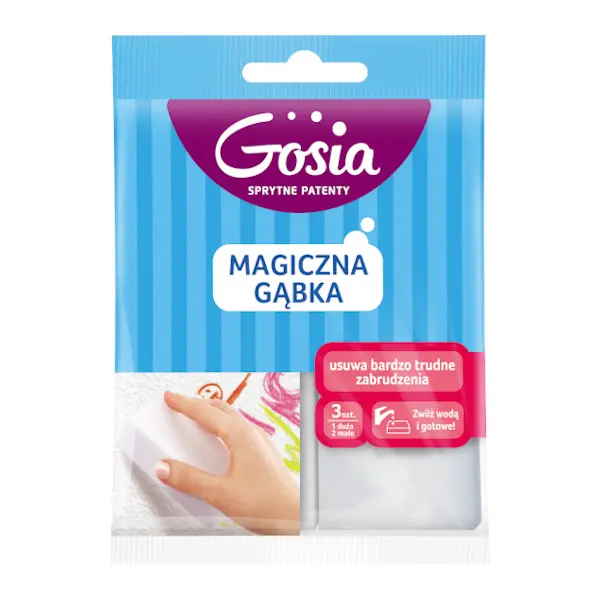 Zdjęcie produktu Magiczna gąbka Gosia biała do trudnych zabrudzeń usuwa plamy bez chemii 3szt.