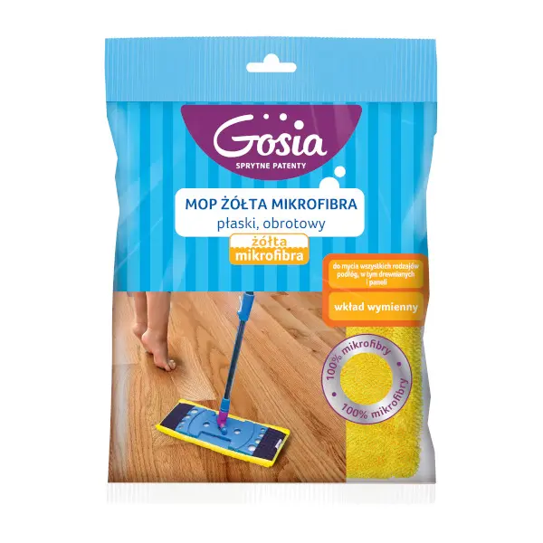 Zdjęcie produktu Wkład do mopa płaskiego obrotowego Gosia żółta mikrofibra zapas 1szt.
