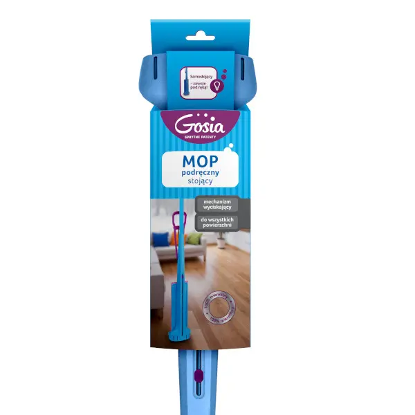 Zdjęcie produktu Mop podręczny stojący Gosia samostojący bez wiadra mikrofibra 1szt.