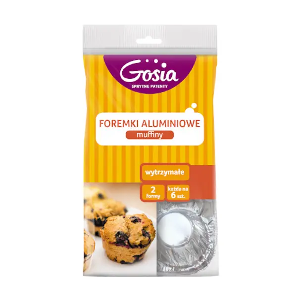 Zdjęcie produktu Foremki aluminiowe Gosia muffiny na tacce sztywne pieczenie 2szt.