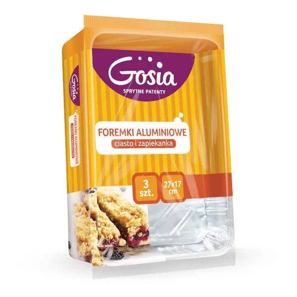 Zdjęcie produktu Foremki aluminiowe Gosia ciasto i zapiekanka 27x17cm pieczenie 3szt.