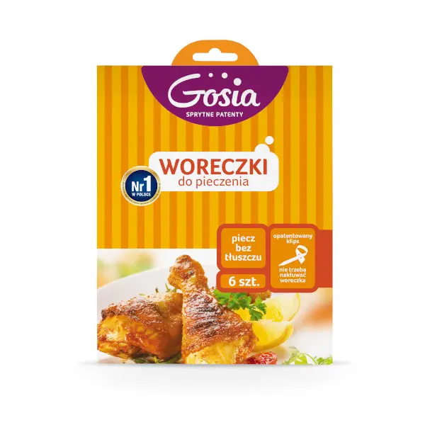 Zdjęcie produktu Woreczki do pieczenia Gosia soczyste dania z klipsami 35x40cm 6szt.