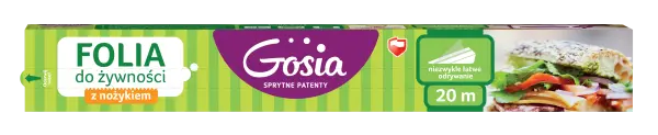 Zdjęcie produktu Folia do żywności Gosia z nożykiem 3w1 kartonik świeżość rolka 20m