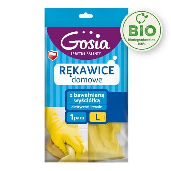 Zdjęcie produktu Rękawice domowe Gosia z bawełnianą wyściółką elastyczne żółte rozmiar L