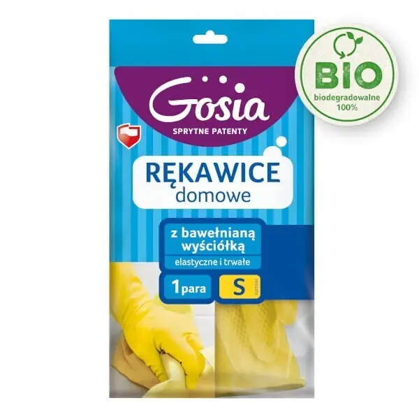 Zdjęcie produktu Rękawice domowe Gosia bawełniana wyściółka gumowe elastyczne rozmiar S