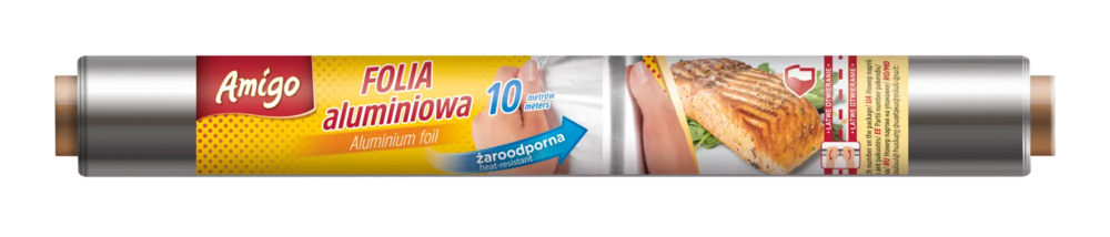 Zdjęcie produktu Folia aluminiowa żaroodporna do pieczenia AMIGO mocna 10 m