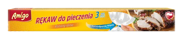 Zdjęcie produktu Rękaw do pieczenia Amigo z klipsami żaroodporny rolka 31cm 3m