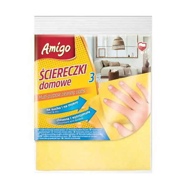 Zdjęcie produktu Ścierka domowa żółta Amigo uniwersalna miękka chłonna 3 szt.
