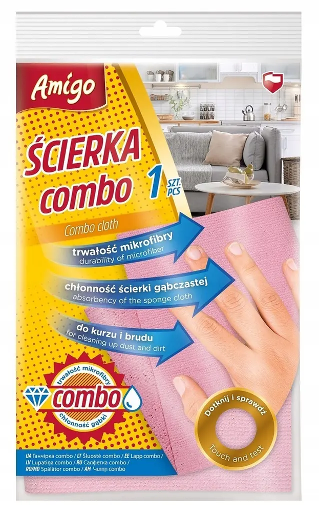 Zdjęcie produktu Ścierka z mikrofibry Amigo PU combo chłonna do kurzu i brudu 1 szt.