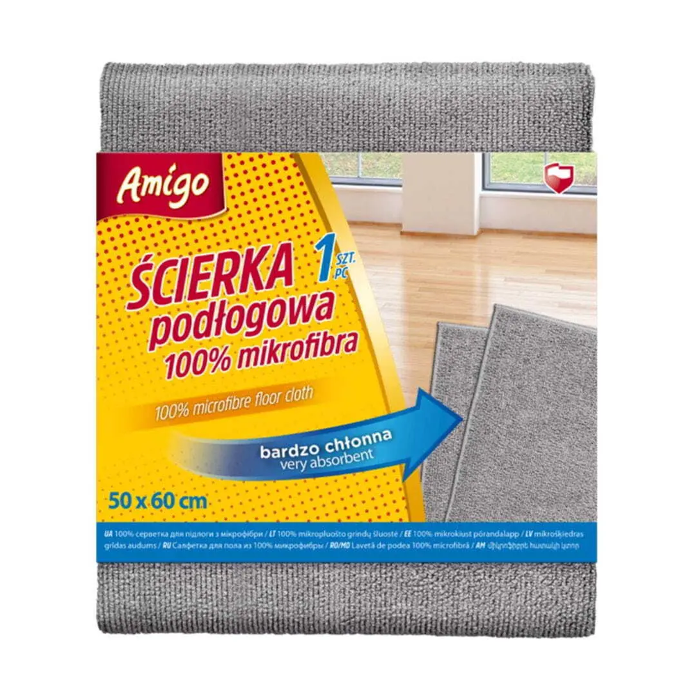 Zdjęcie produktu Ścierka podłogowa z mikrofibry Amigo bardzo chłonna 50x60cm 1 szt.