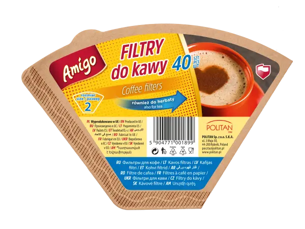 Zdjęcie produktu Filtry do kawy Amigo papierowe rozmiar 2 brązowe ekologiczne 40szt