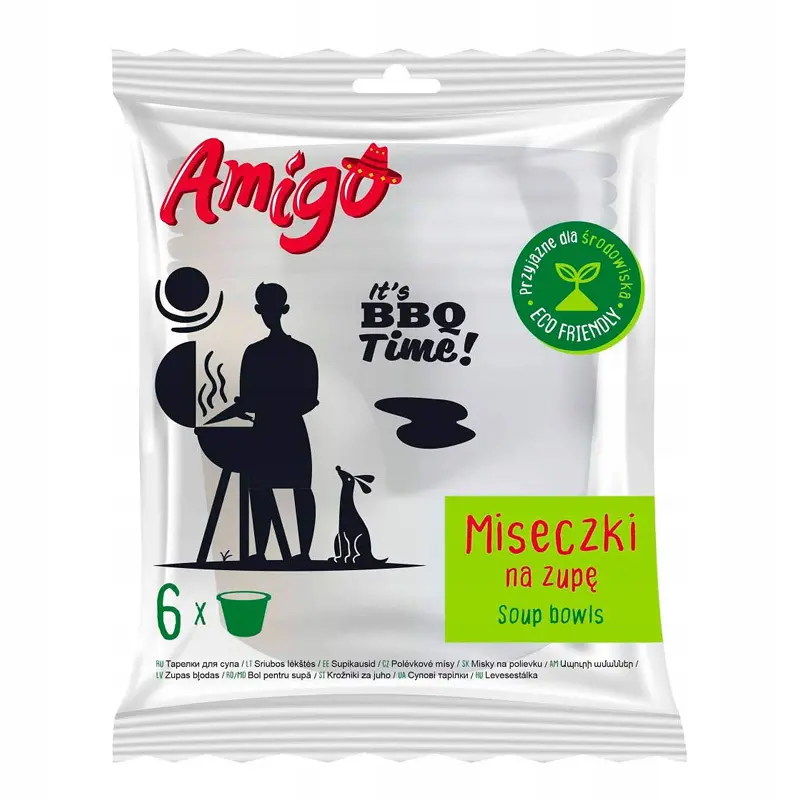 Zdjęcie produktu Miseczki papierowe Amigo na zupę jednorazowe grill eko 6szt.