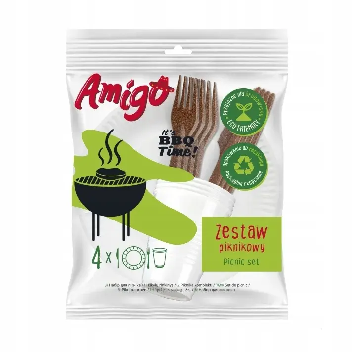 Zdjęcie produktu Zestaw piknikowy Amigo jednorazowy grill party eko dla 4 osób