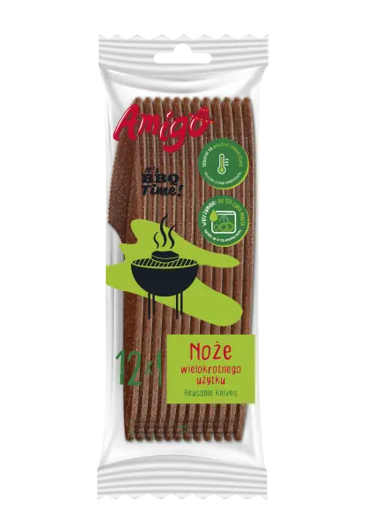 Zdjęcie produktu Widelce wielokrotnego użytku Amigo WPC grill party brązowe 12szt.
