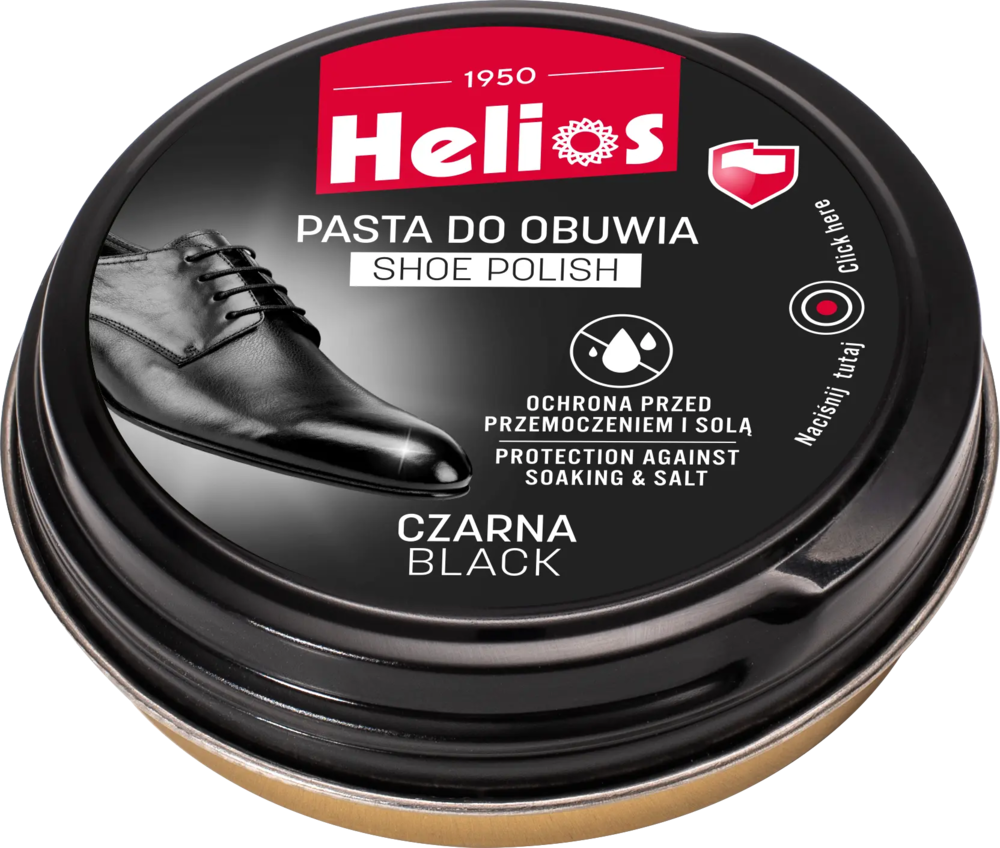 Zdjęcie produktu Pasta do butów Helios czarna puszka ochrona przed solą i przemoczeniem 40ml