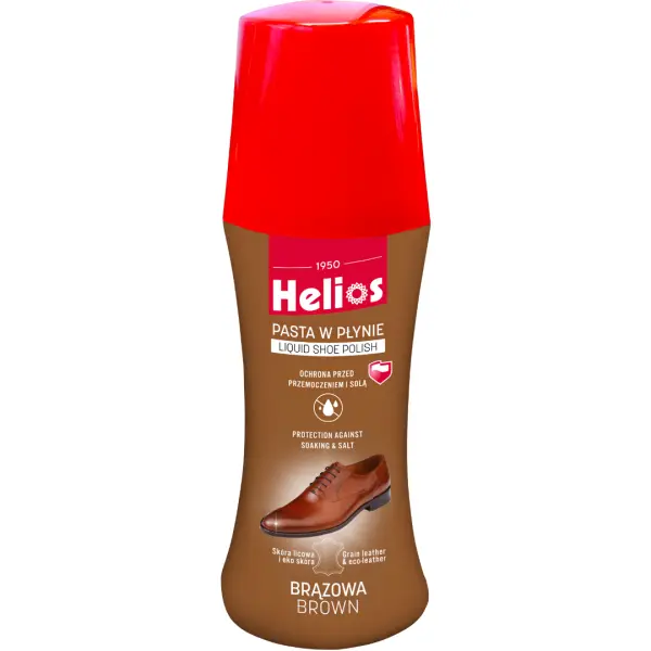 Zdjęcie produktu Pasta do butów w płynie Helios brązowa połysk ochrona skóra 60ml