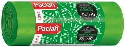 Zdjęcie produktu Worki do segregacji szkła Paclan zielone mocne LDPE 35l 20szt