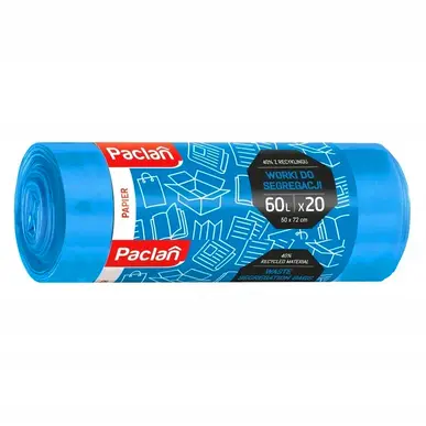 Zdjęcie produktu Worki do segregacji papieru Paclan niebieskie mocne LDPE 60l x20szt.