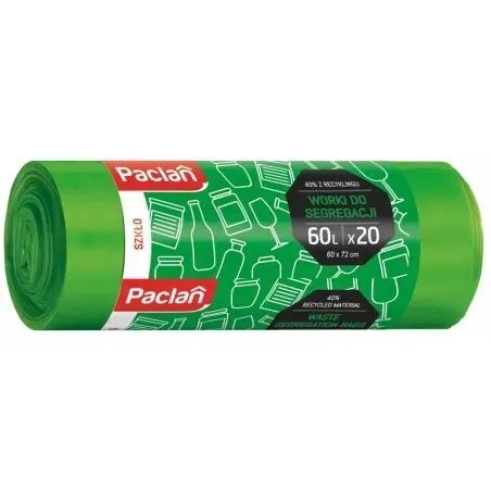 Zdjęcie produktu Worki do segregacji szkła Paclan zielone mocne LDPE 60l x 20 szt.