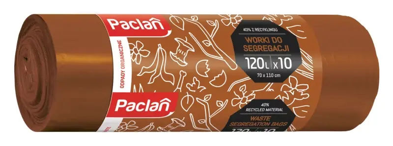 Zdjęcie produktu Worki do segregacji bio brązowe Paclan mocne odpady organiczne 120l x10 szt.