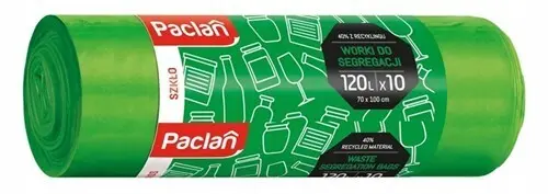 Zdjęcie produktu Worki do segregacji szkła Paclan zielone mocne grube 120l x10 szt.