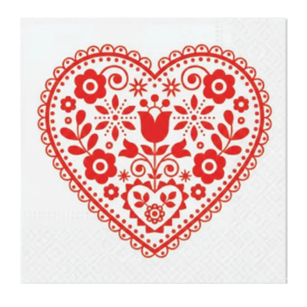 Zdjęcie produktu Serwetki Papierowe na Stół i Decoupage Eko 33x33 cm 20szt. FOLK EMBROIDERY HEART